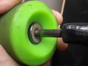 insert just to the depth of the bearing and twist
