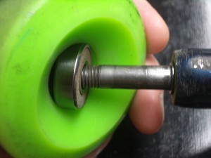 about halfway up the threads is enough for leverage